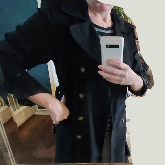 Women's soft black trench coat size XS / S - Picture 7 of 8